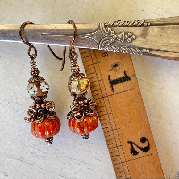 Hand Crafted “Cinderella’s Pumpkin” Dangle Earrings - Picture 10 of 11